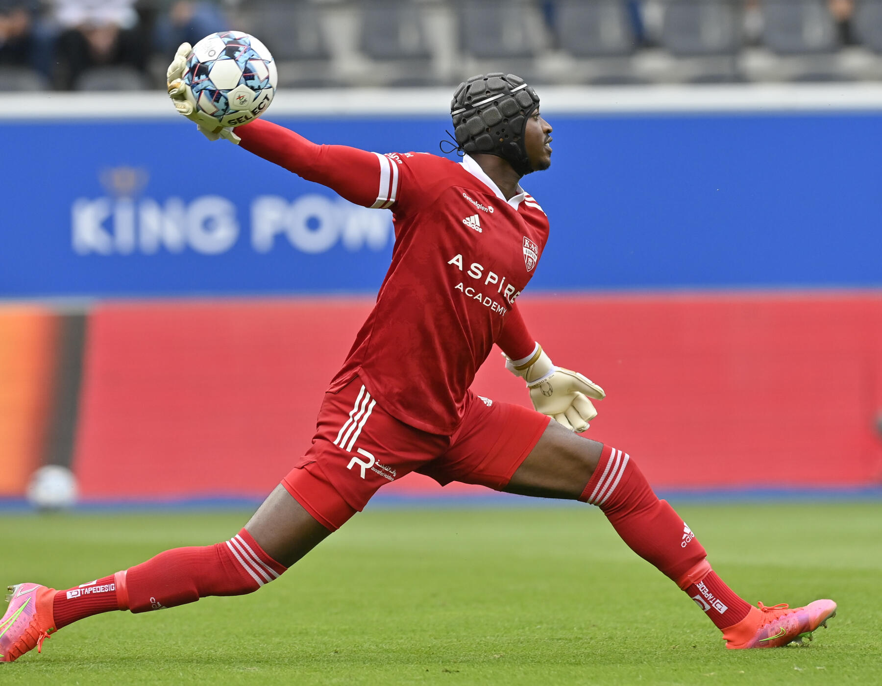 LEUVEN, BELGIUM - AUGUST 21 : Abdul Manaf Nurudeen goalkeeper of KAS Eupen during the Jupiler Pro League match between Oud-Heverlee Leuven and KAS Eupen on August 21, 2021 in Leuven, Belgium, 21/08/21 ( Photo by David Hagemann / Photonews