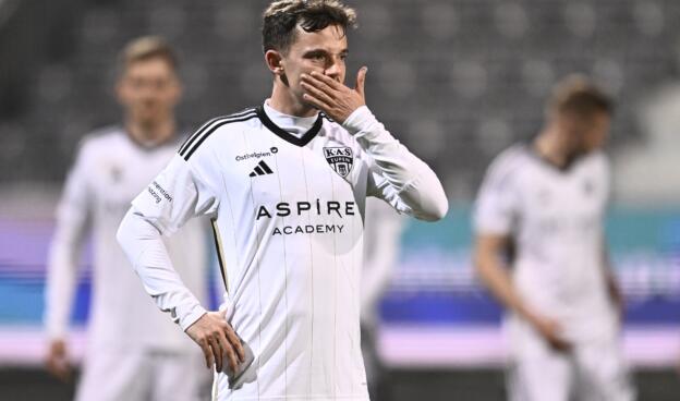 Eupen's Gaetan Hendrickx pictured during a soccer match between KAS Eupen and Royal Francs Borains, in Eupen, on day 25 of the 2024-2025 'Challenger Pro League' 1B second division of the Belgian championship, Saturday 08 March 2025. BELGA PHOTO JOHAN EYCKENS