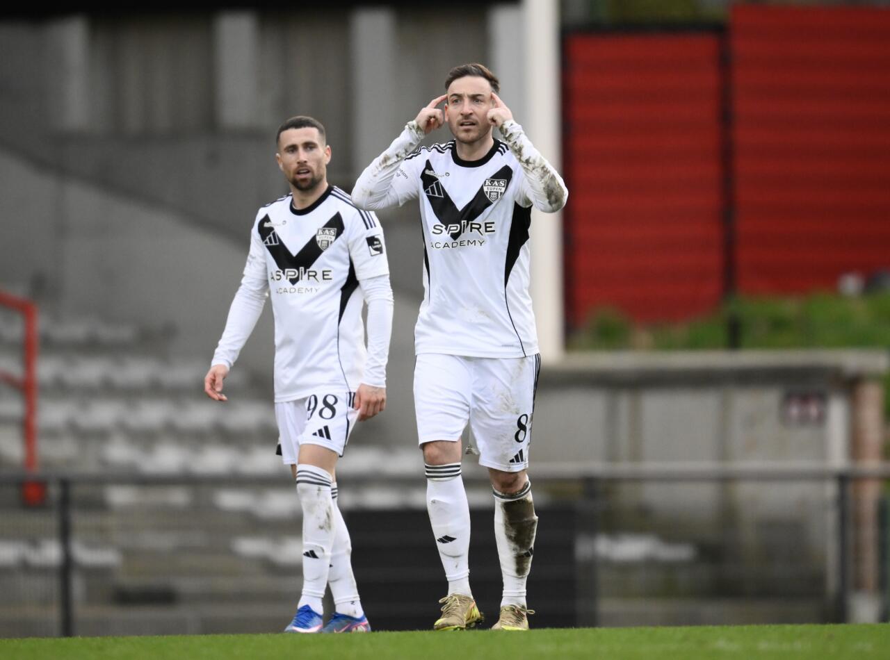 Eupen's Kevin Mohwald reacts during a soccer game between RWDM Brussels and KAS Eupen, Sunday 01 March 2026 in Brussels, on day 27 of the 2025-2026 'Challenger Pro League' 1B second division of the Belgian championship. BELGA PHOTO JOHN THYS