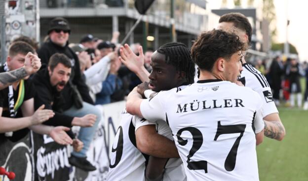 celebrates after scoring during a soccer game between RFC Liege and KAS Eupen, Friday 17 April 2026 in Liege, on day 34 of the 2025-2026 'Challenger Pro League' 1B second division of the Belgian championship. BELGA PHOTO JOHN THYS